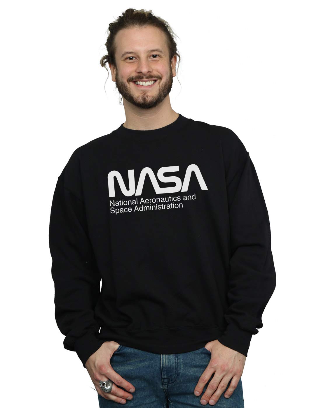 Absolute Cult Men's Black Nasa Aeronautics And Space Sweatshirt Medium