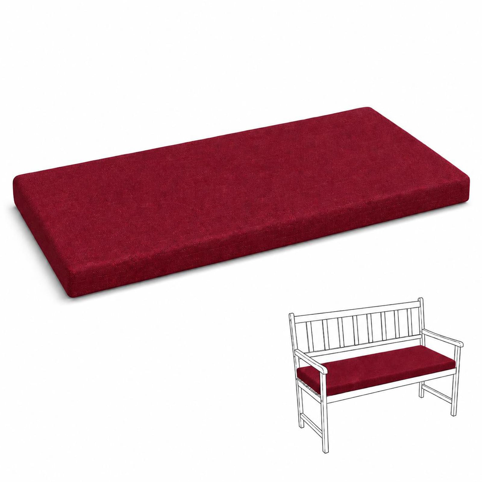 PTKG Long Cushion Linen Fabric Washable 2 Seater Bench Cushion