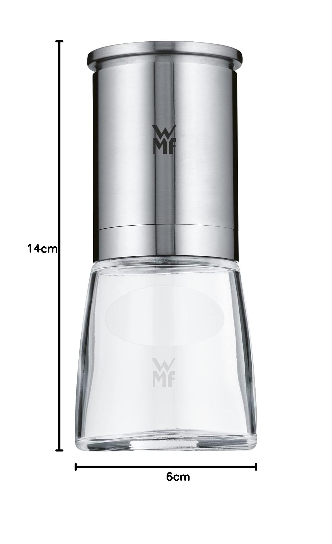 WMF De Luxe - Molinillo para Especias con Molinillo de Cerámica Acero Inoxidable Mate y Cristal