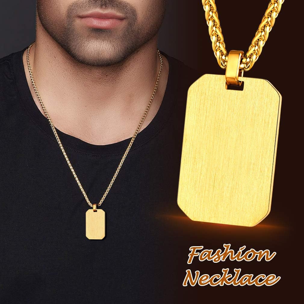 FaithHeart Mens Personalized Dog Tag Necklace, Stainless Steel/Silicone Text/Photo Customized Pendant Jewelry for Women Boys with Delicate Packaging
