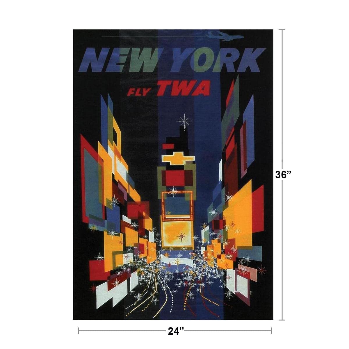 FLY TWA NEW YORK 壁掛けアート Amazon.com: New York Fly TWA Vintage