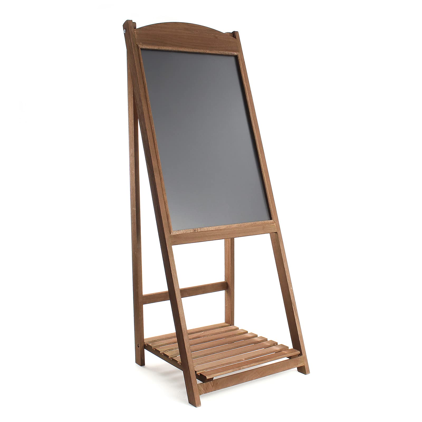Lavagna a cavalletto per bar ristoranti negozi 42x112cm in legno con ripiano per fiori