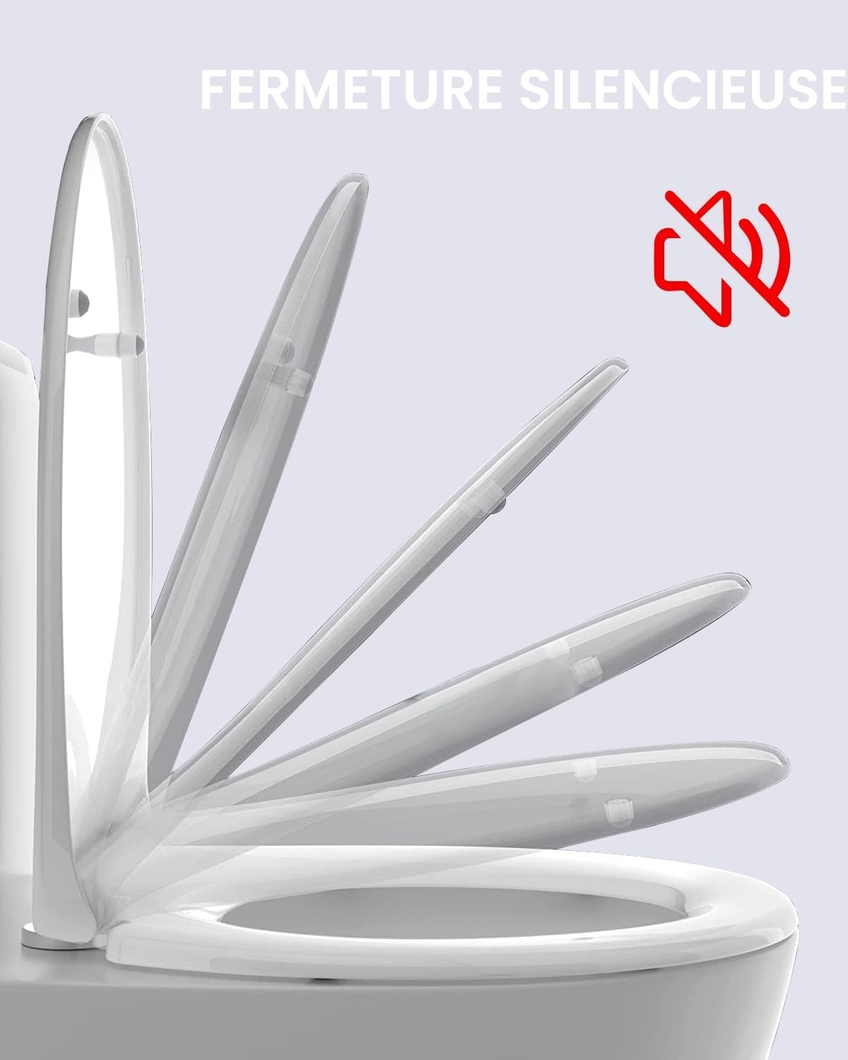 Ram® Abattant WC à relâchement rapide avec charnières et abattant en ABS blanc