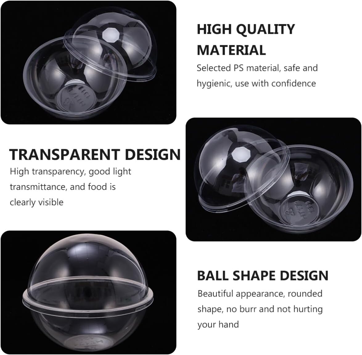 Hemoton 10 Pack Half Ball Clear Plastic Candy Dome Candy Holders Chocolate Holder Money Holder Transparent Plastic Clamshell Packing Covers Clear Fillable Ornament Ball for Christmas 350ml