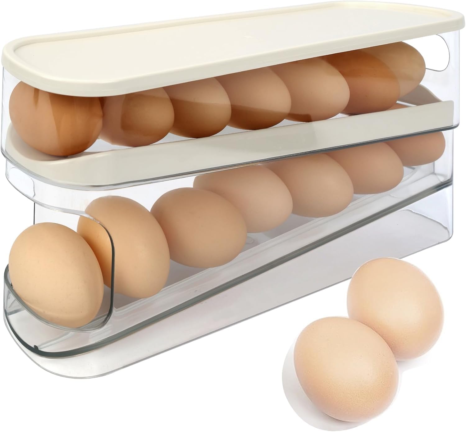 ZVONKO Egg Storage for Fridge, Space-Saving Rolling Eggs Dispenser for Refrigerator Storage, Holds 12 Large Eggs