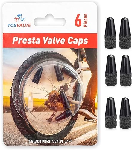 Presta Valve Cap 6 Pieces - Cycling Tire Air Valve Caps | Anodized Tire Stem Valve Caps Dust Free - Aluminum Alloy Color Bike Tire Valve Cap | Bicycle Presta Valve Cover - Bike Stem Air Caps Tires…