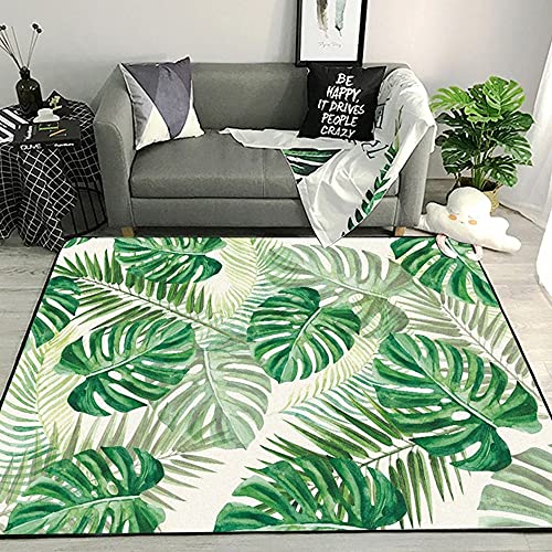Groene tropische bladeren bedrukte tapijt, woonkamer tafel en stoel bank slaapkamer antislip tapijt badkamer mat keuken… - Image 3