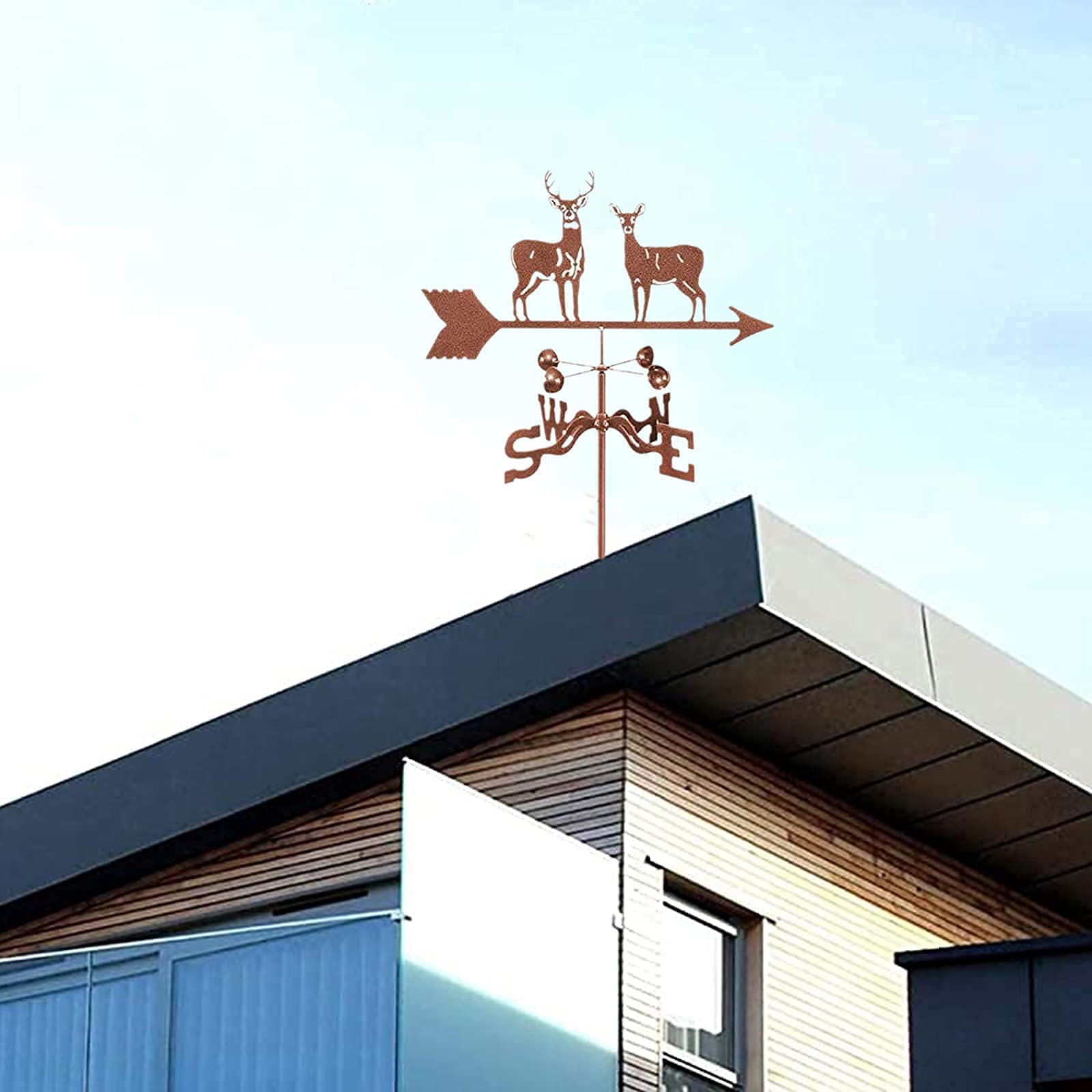 Banderuola Da Giardino A Forma Di Cervo - In Metallo, 35.8x26.5 Cm, Decorazione Per Tetto O Giardino - Foto 9