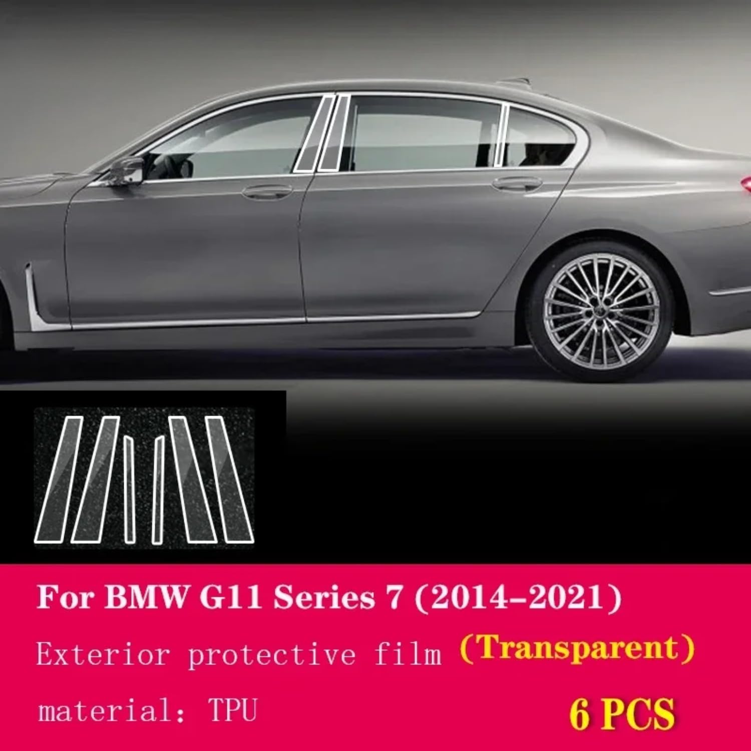 Pellicola protettiva per carrozzeria auto, in poliuretano termoplastico, resistente ai graffi, per BMW G11 Serie 7 (A trasparente)