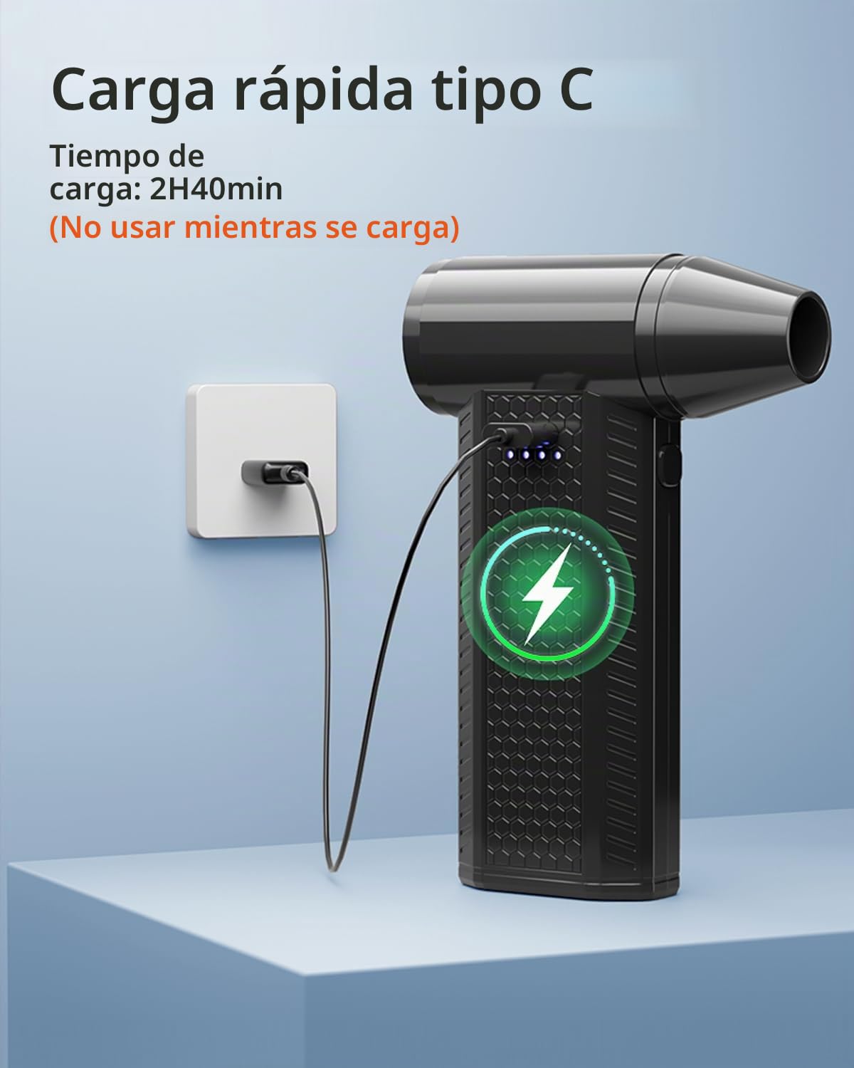 Kit de plumero de aire comprimido, soplador eléctrico, 130000 RPM, reemplaza la lata de aire comprimido, teclado limpio para coche (negro)