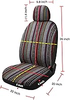 Vista 6 de PONYJOYUP Baja Saddle Blanket - Fundas de asiento de automóvil, 4 piezas delanteras, transpirables y lavables, tejido a rayas, funda de asiento