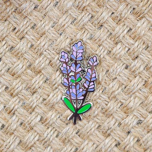 Image of Lavender Enamel Pin - Flower Series | Premium Enamel Pin - Statement Lapel Pin - Plated Badge for Clothing, Bags, Hats, Jackets, and Lanyards