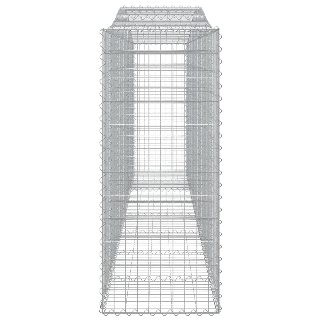 Gavión con arco alto, 400 x 50 x 120/140 cm, cesta de piedra de hierro galvanizado, resistente pared de gavión para jardín y terraza, cesta de alambre decorativa como protección visual y