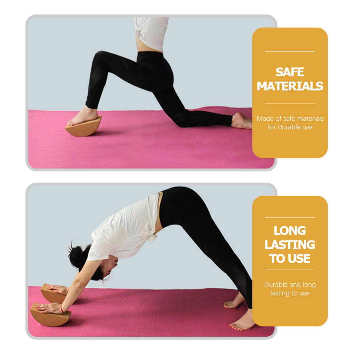 Bloque de Yoga de Corcho Antideslizante Alta Densidad para Ejercicios de Estiramiento y Equilibrio en Pilates y Meditación