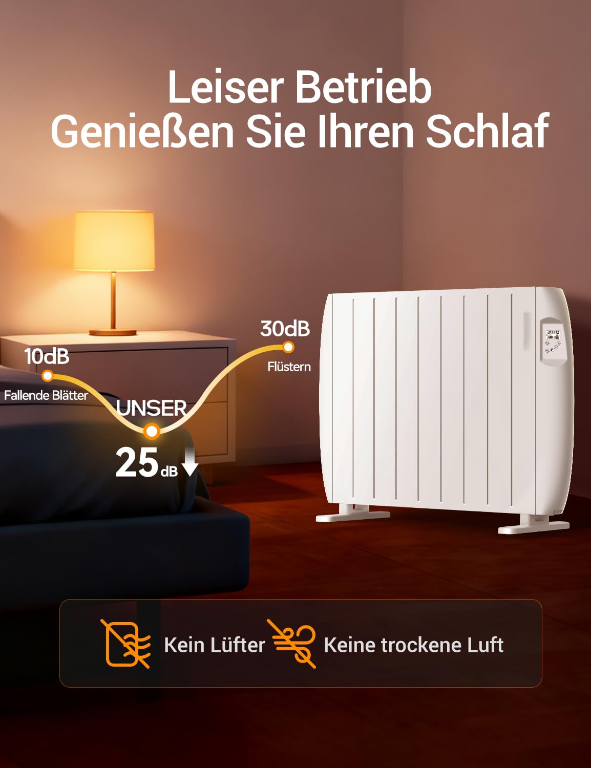 Heallux Calefacción convectora, eléctrica, calefacción móvil de 1000 W con pantalla LCD, 2 en 1 montaje en suelo y pared, certificado TÜV, protección infantil y protección contra heladas