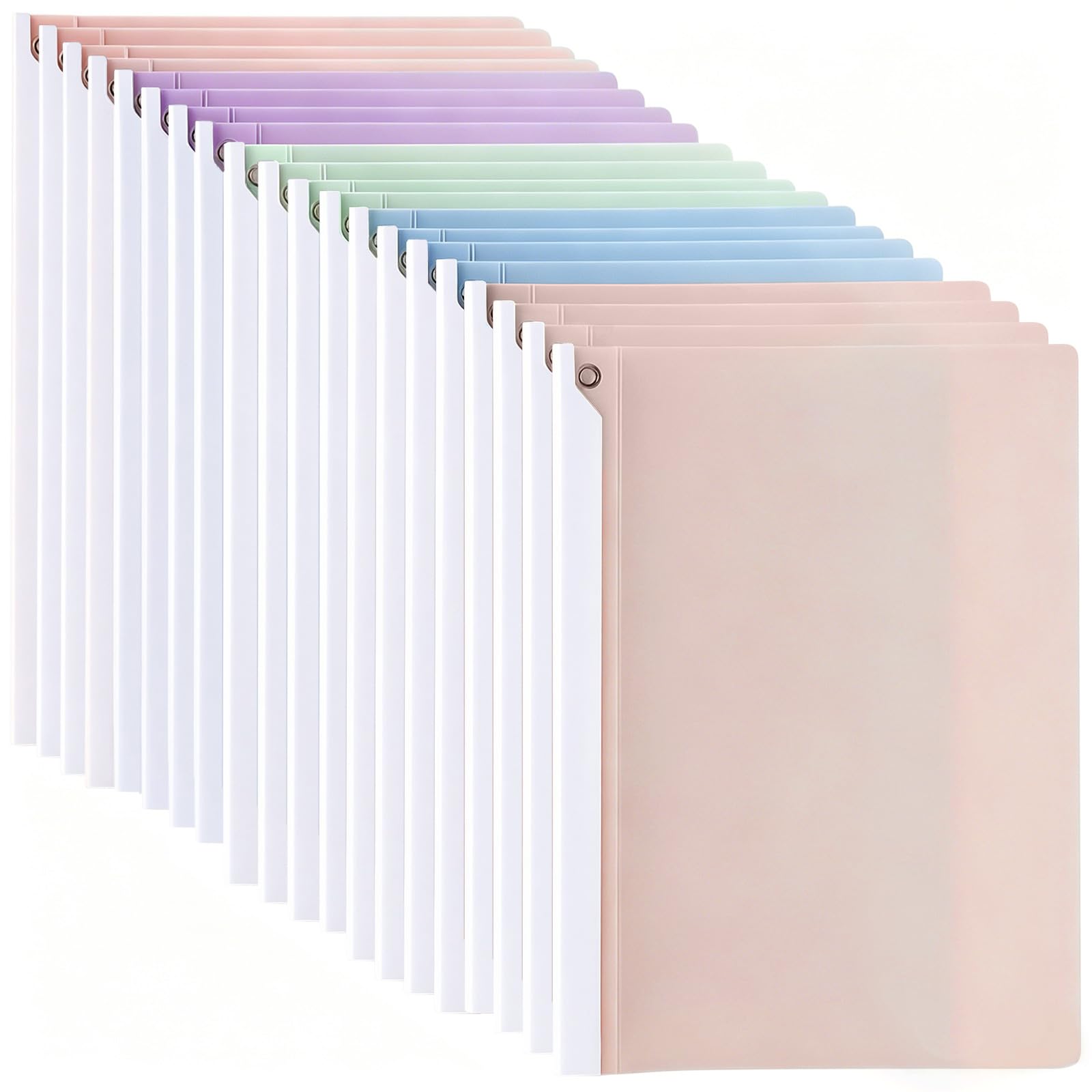 20 PCS A4 Plastic Clear Report Covers with Sliding Bars, 40 Sheet Capacity, File Organiser for Document Contract Resume Binding Plastic Book Folders - Macaron Color