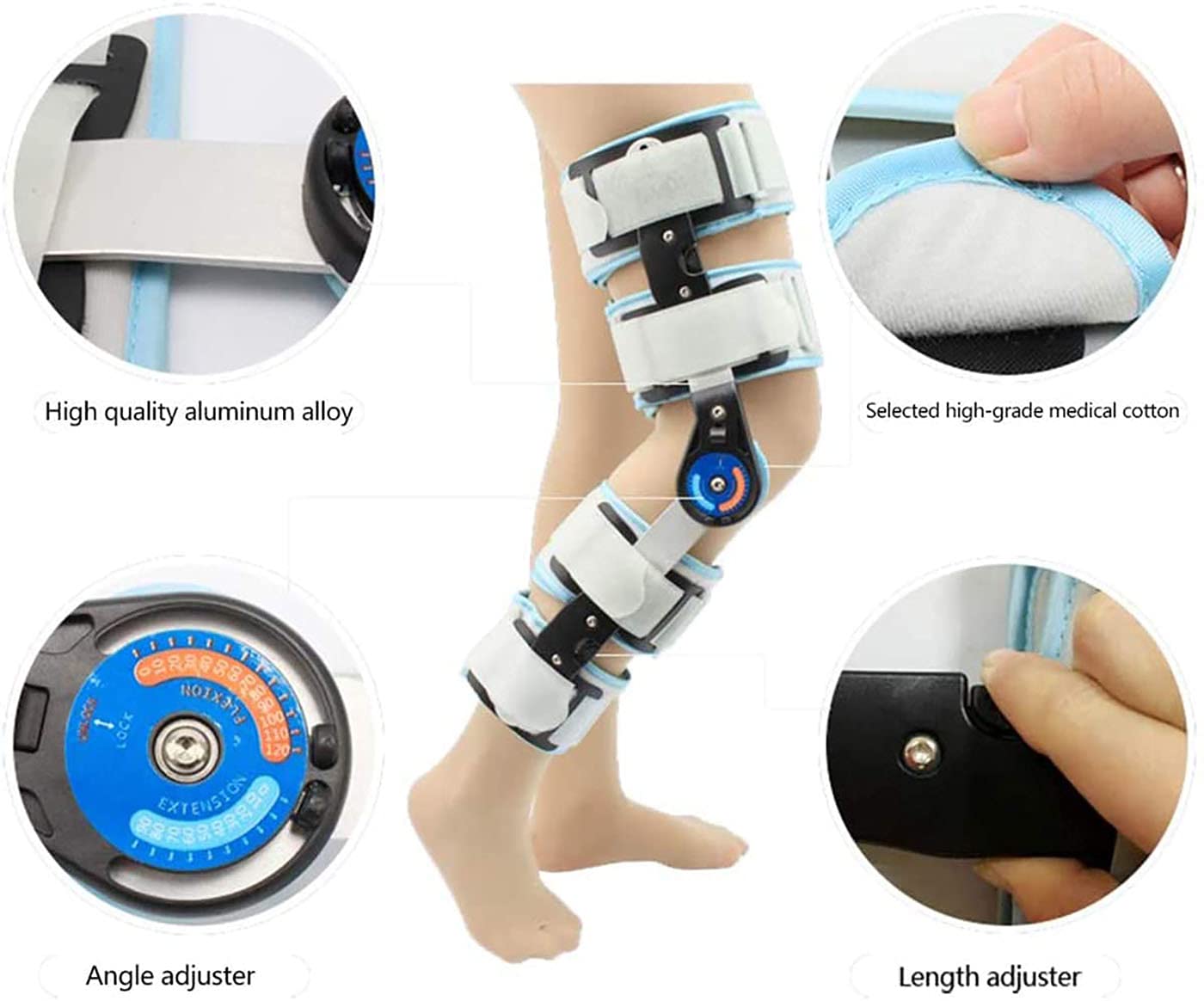 Tutore Di Supporto Per Ginocchio Incernierato, Tutore Per Ginocchio Incernierato, Ortesi Di Supporto Per Ginocchio Post-Operatoria Regolabile, Protettore Immobilizzatore Per La Fissazione Dell'Articol