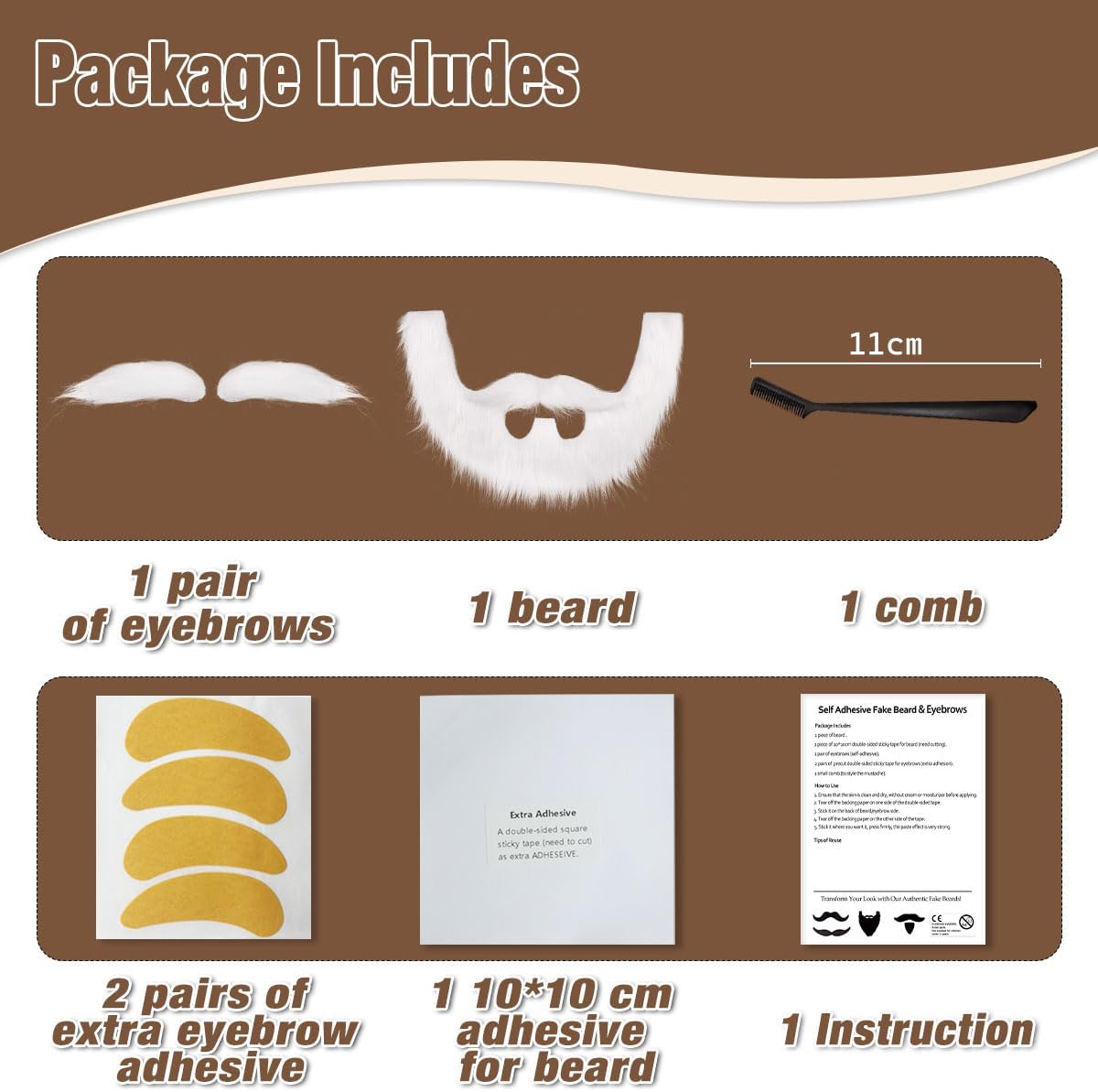DIY Self Adhesive Fake Mustache Set Fake Beard Material Novelty Mustaches for Costume and Halloween Festival Party image 4