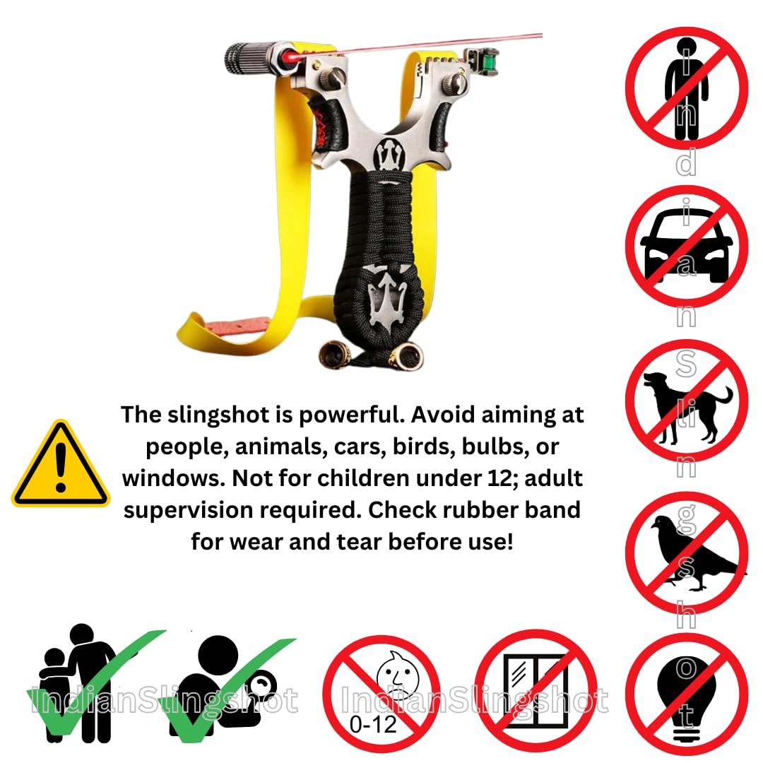 Marksman® Alloy Trident Laser Slingshot Gulel Catapult with Yellow Rubber Band & Mud Balls – Outdoor Setup for Target Play and Recreation - Image 5 thumbnail