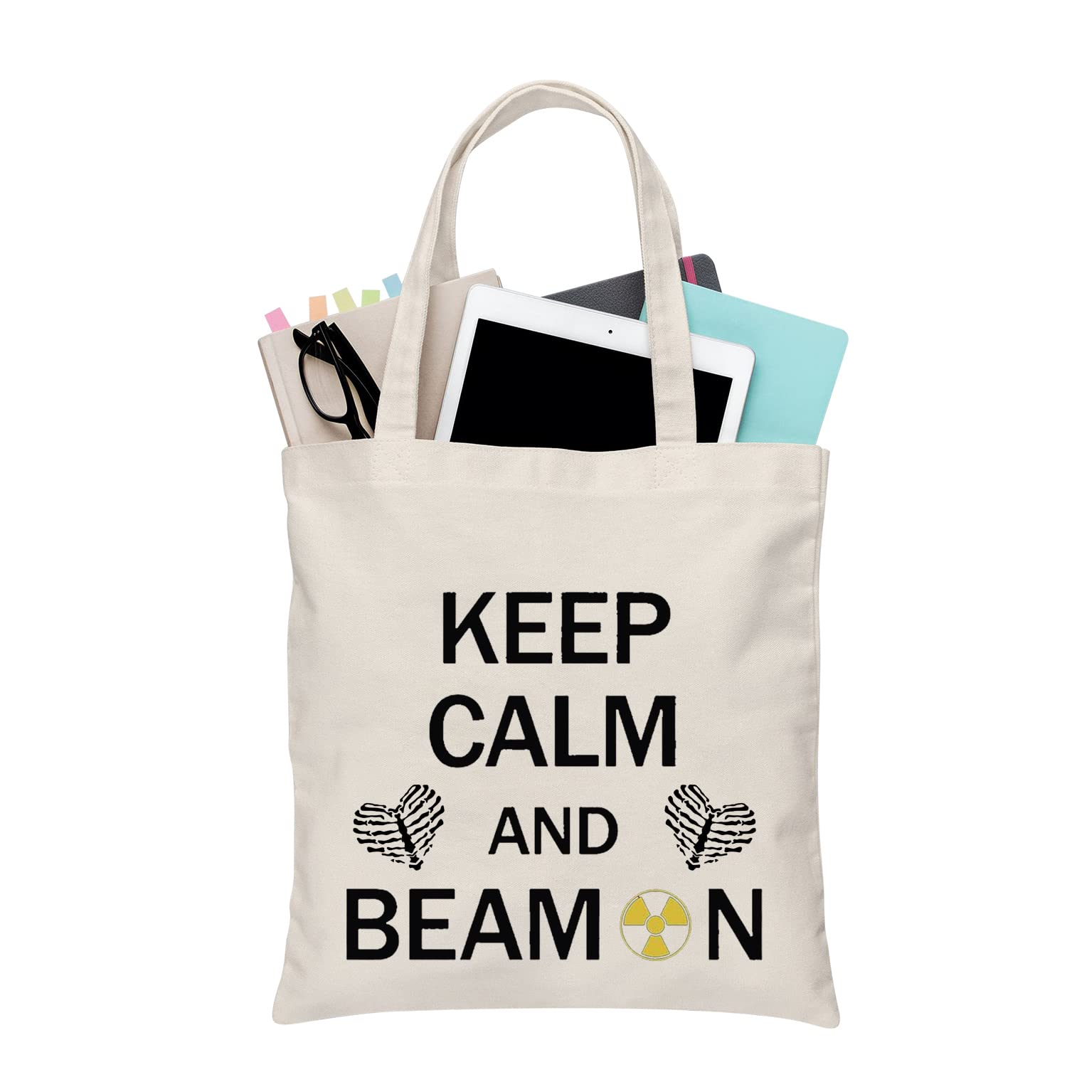 BDPWSS Radiology Tech Tote Bag X-Ray Tech Gift Keep Calm And Beam On Radiation Therapist Gift Radiologic Technologist Gift