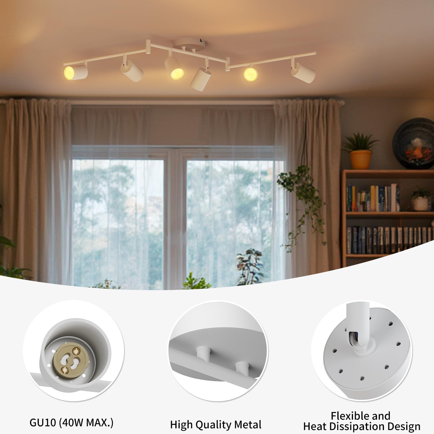 LVWIT LED Deckenstrahler 6 Flammig Weiß Schwenkbar GU10 Deckenlampe Modern für Küche Wohnzimmer