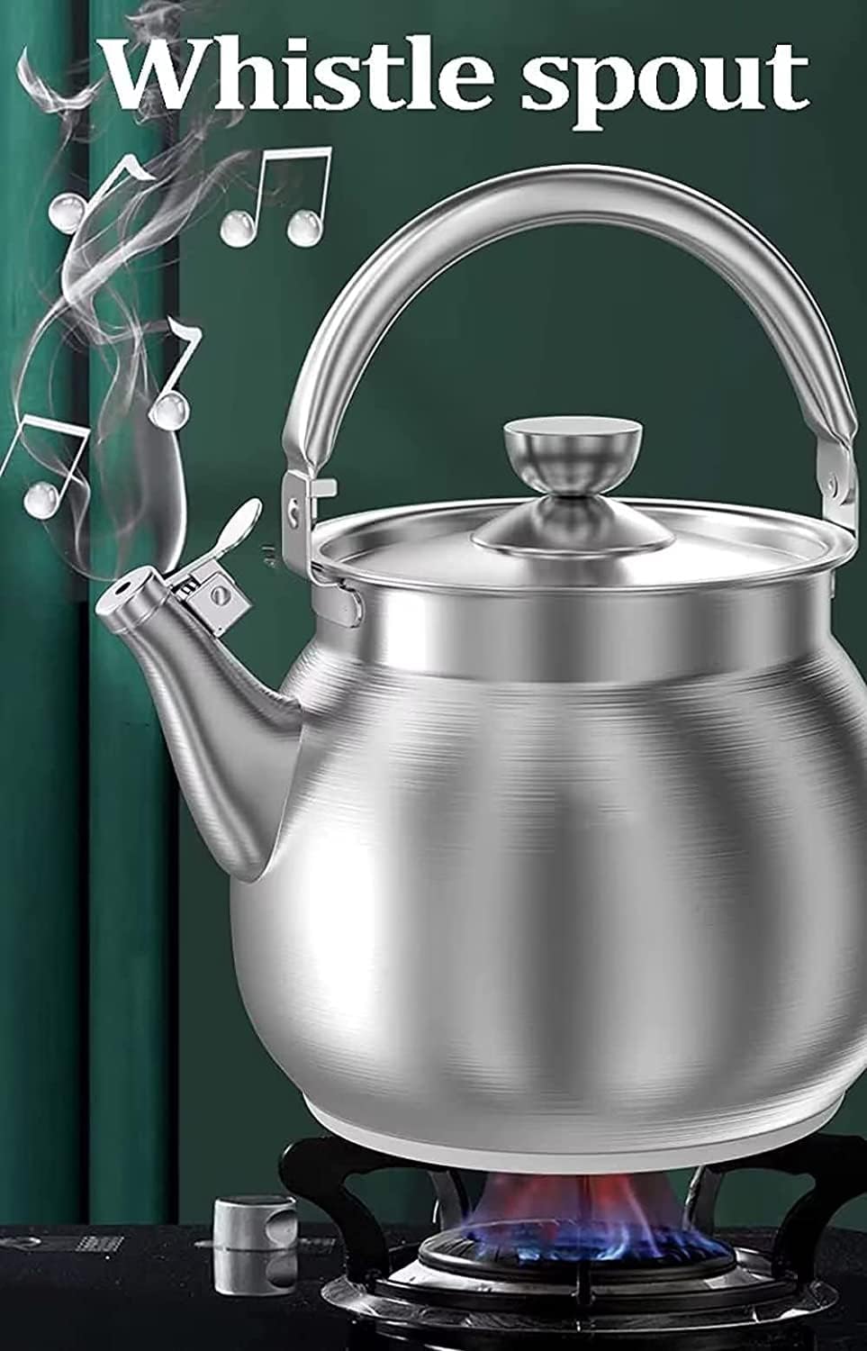 VIGANI Stove Top Whistling Tea Kettle, Tea Kettle 5.5L Large-Capacity Whistle Kettle Stainless Steel Gas Stove Induction Cooker Whistle Tea Kettle Tea Pot Tea Pot teapot, 18*31cm