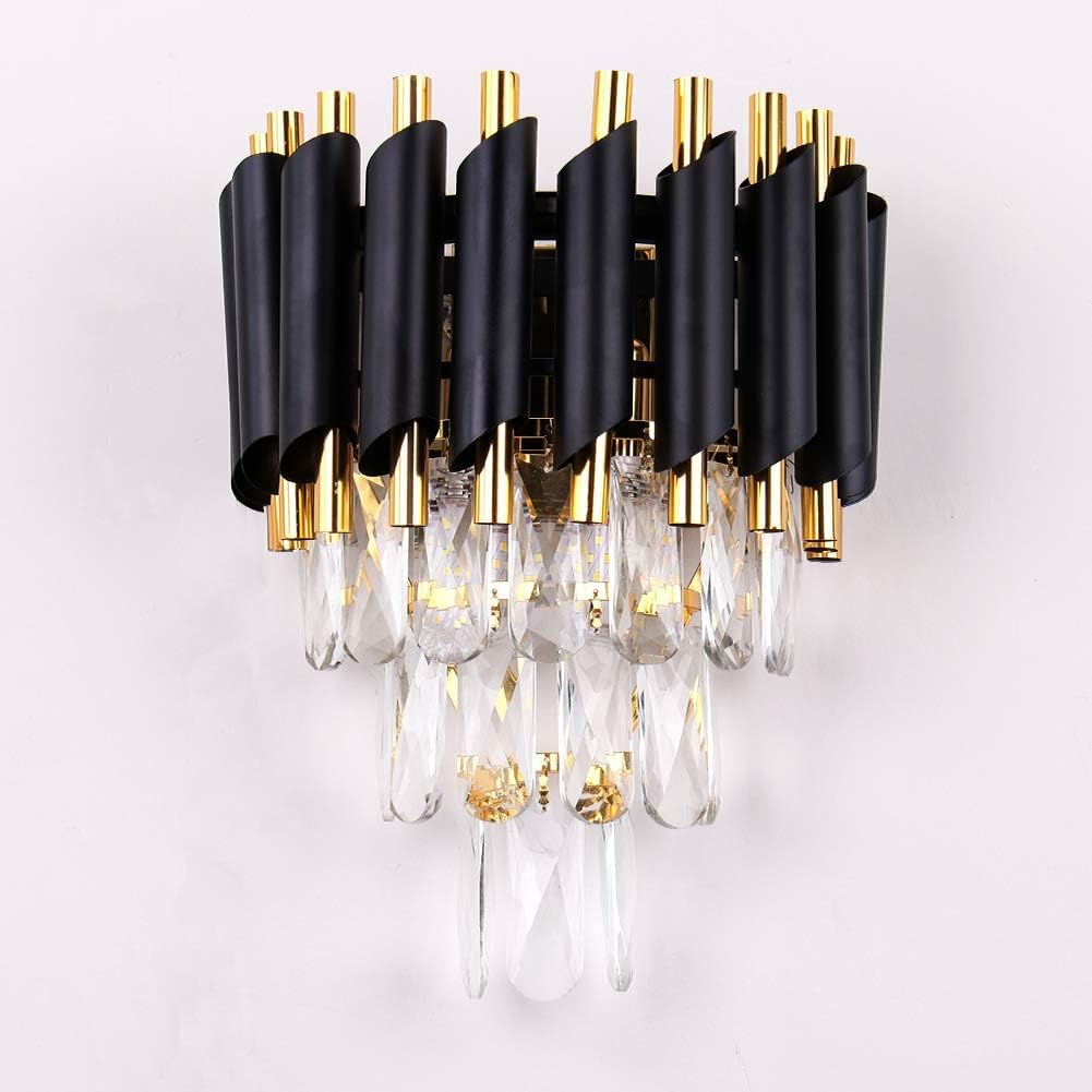 AYRIV Modern K9 Crystal Wall Sconce Lighting Fixture 3 Tiers Wall Lamp for Bedroom Bathroom Living Room Hallway Home Décor (Black) (B0D4DRJWS2) Amazon Price History, Amazon Price Tracker