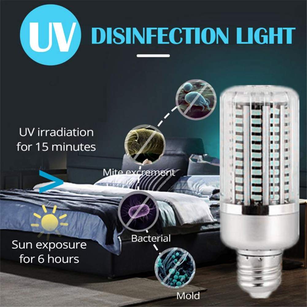 40W UV Esterilizador Lámpara, filtro de 130 granos de la lámpara LED E27 Bombillas maíz portátil lámparas ultravioleta UVC accesorio ligero de aire para el hogar Animales,Lamp + Remote Control