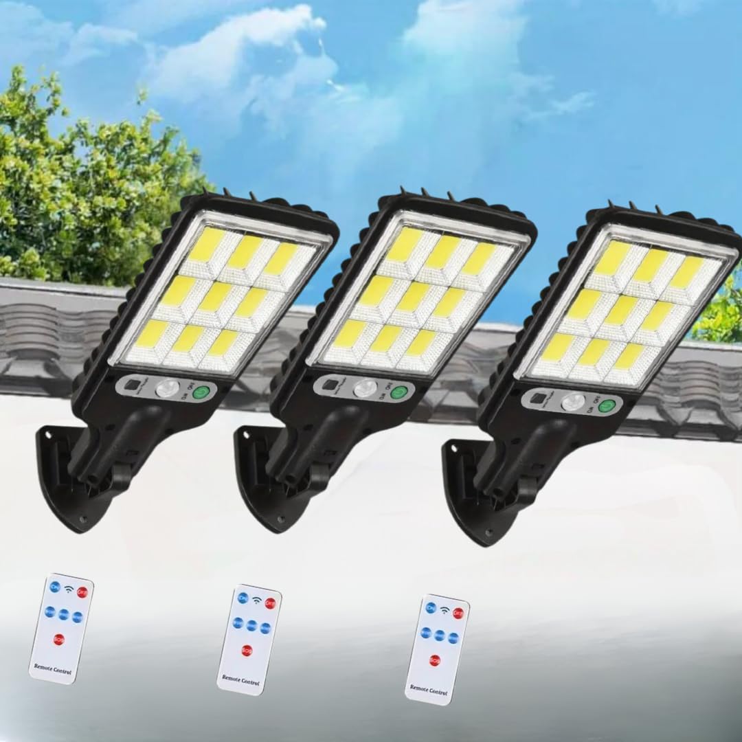 Focos led exterior solares con sensor de movimiento [PACK DE 3],focos exterior solares potentes,foco led exterior solar,farolas solares exterior, IP65,focos solares potentes con mando a distancia.