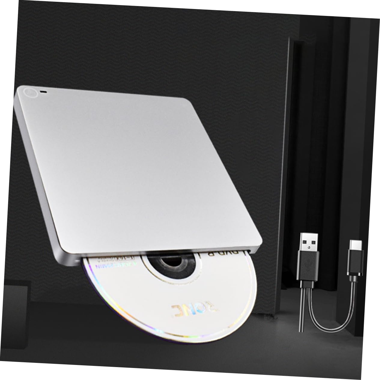 LALAFINA 1set Type-c External DVD Burner Dual Interface DVD Drive for Home Office Use Lightweight Type Recorder Silver