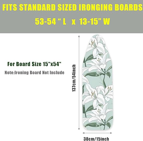 Miniatura 2 de Funda para tabla de planchar de 15 x 54 pulgadas, resistente al calor, borde elástico resistente, superficie antideslizante, múltiples patrones
