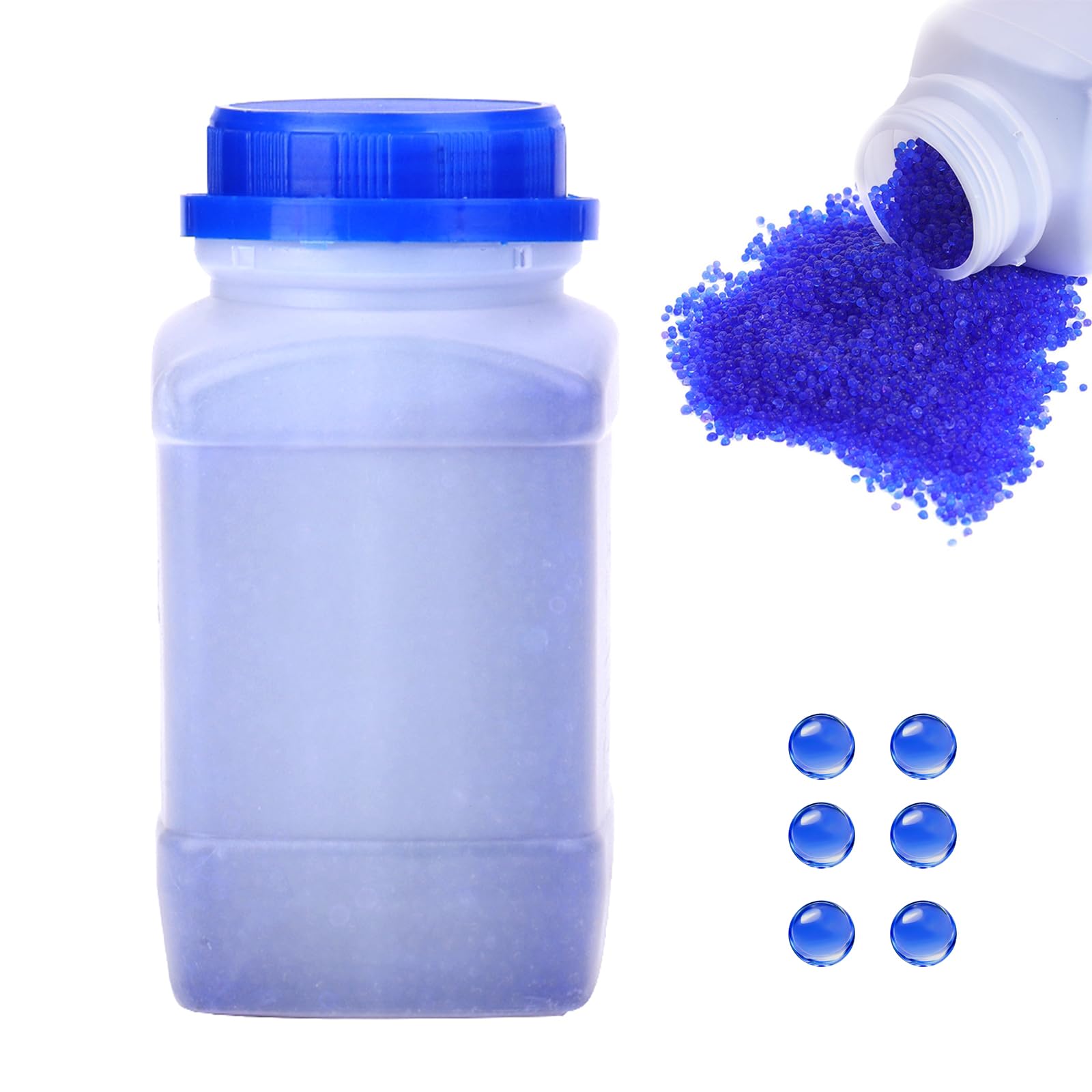 Silica Gel Regenerierbar Trockenmittel 480g Kieselgel Trockenmittelperlen mit Blau Perlen Indikator Effektiv Absorbierend für 3D Filament, Elektronische Geräte, Kamera, Schmuck