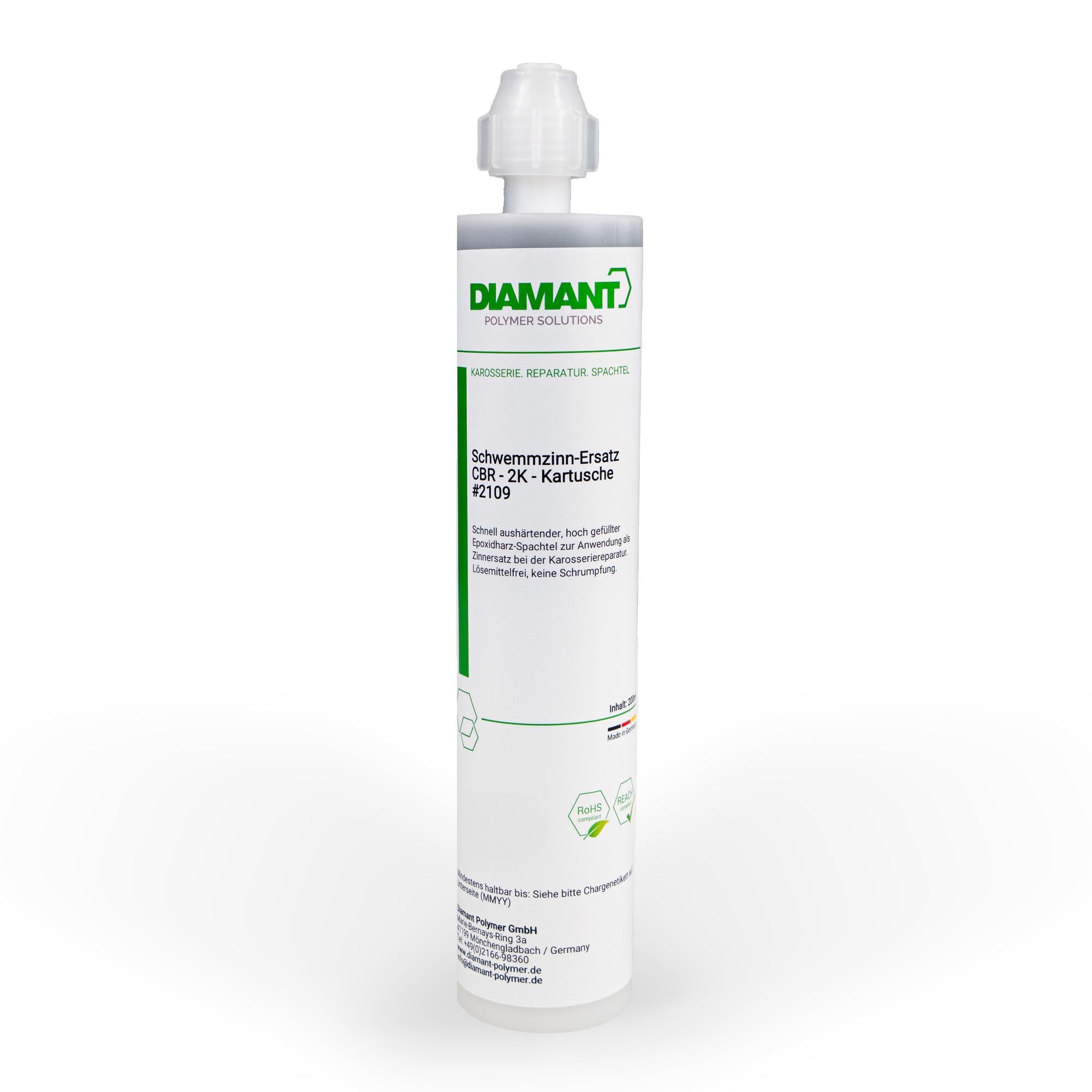 DIAMANT CBR 2109, set di stagno galleggiante 2K, spatola per carrozzeria, grigio chiaro, 200 ml | Spatola in resina epossidica 2K ad asciugatura rapida come inserto galleggiante per lavori di fughe, cuciture e carrozzeria.