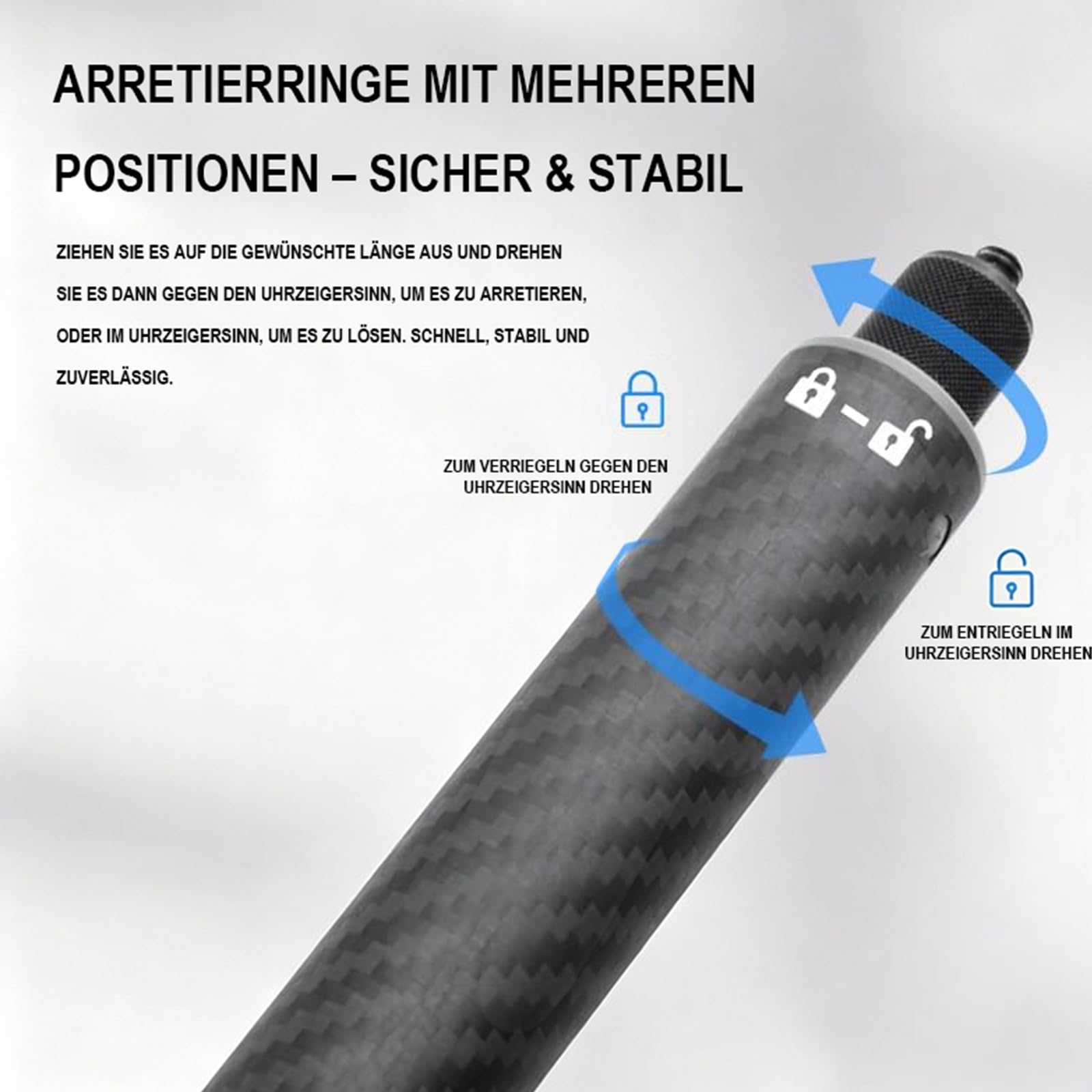 Motorrad Kamera Halterung Set mit Stützklemme und Selfie Stab Double Clamp