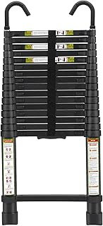 RIKADE Telescopic Ladder, 20.34FT Aluminum Telescoping Ladder with Non-Slip Feet and Stable Hook, Portable Extension Ladder for Household and Outdoor Working, 330lb Capacity