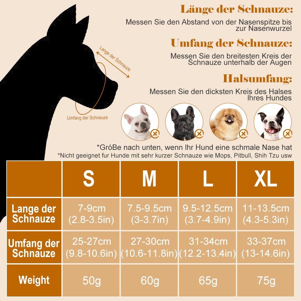 Museruola Cane Taglia Media Antiabbaio Comoda E Traspirante Per Passeggiate E Visite Veterinarie (Nero, L)