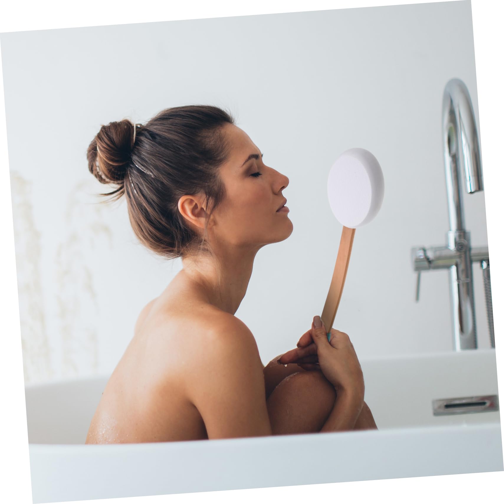Beaupretty 2piezas Cepillo De Mango y Esponja Exfoliante Aplicador De Loción y Protector Solar Para La Espalda y Exfoliación