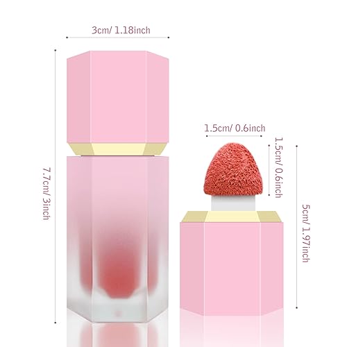 Miniatura 2 de BEFIVECOK Rubor líquido para mejillas, rubor crema suave con aplicador de cojín, textura de terciopelo mate con acabado húmedo, mezcla de alta
