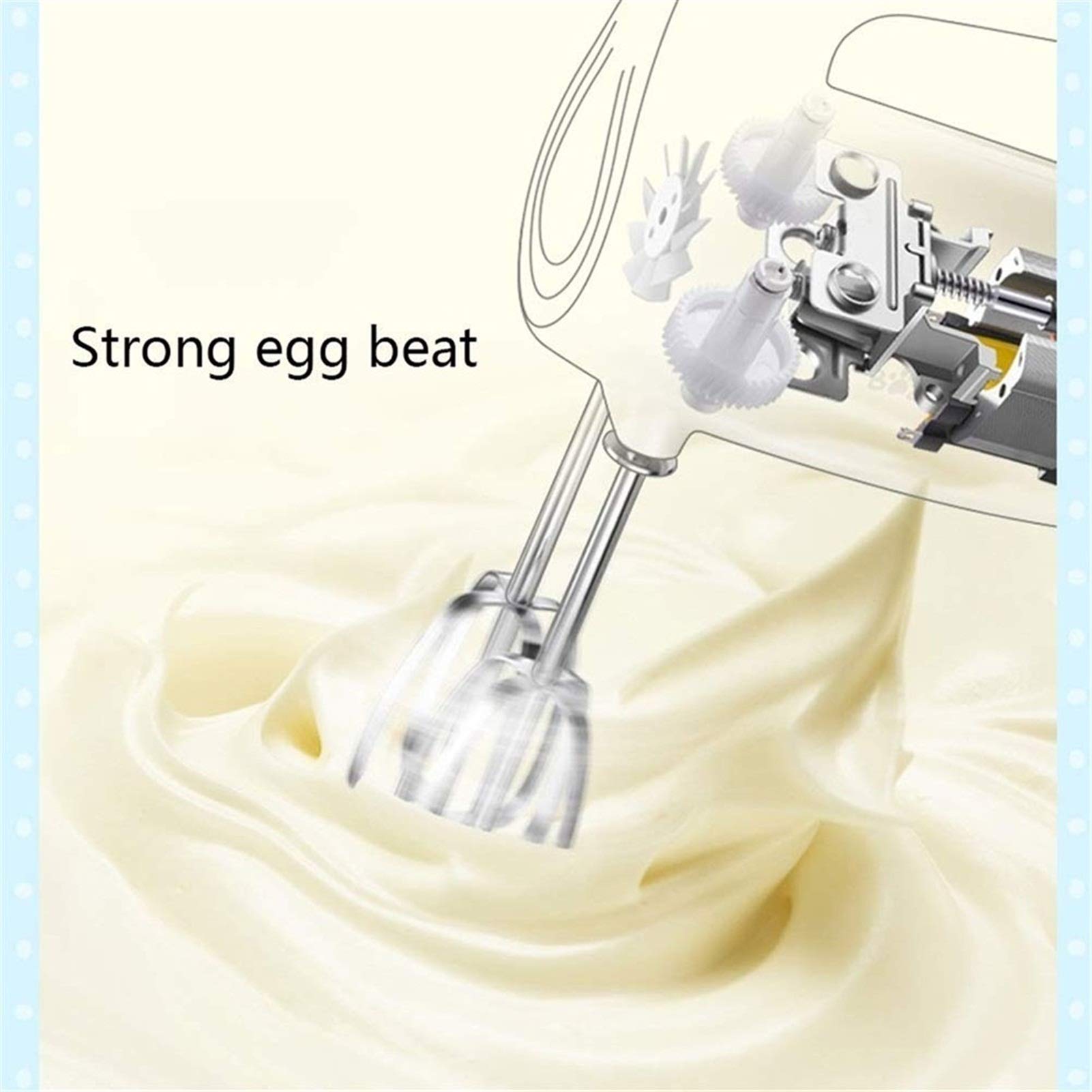 Sbattitore Elettrico Frusta Elettrico 5 velocità Turbo Mixer Portatile 125W Potenti miscelatori manuali da Cucina con Pulsante di espulsione Facile