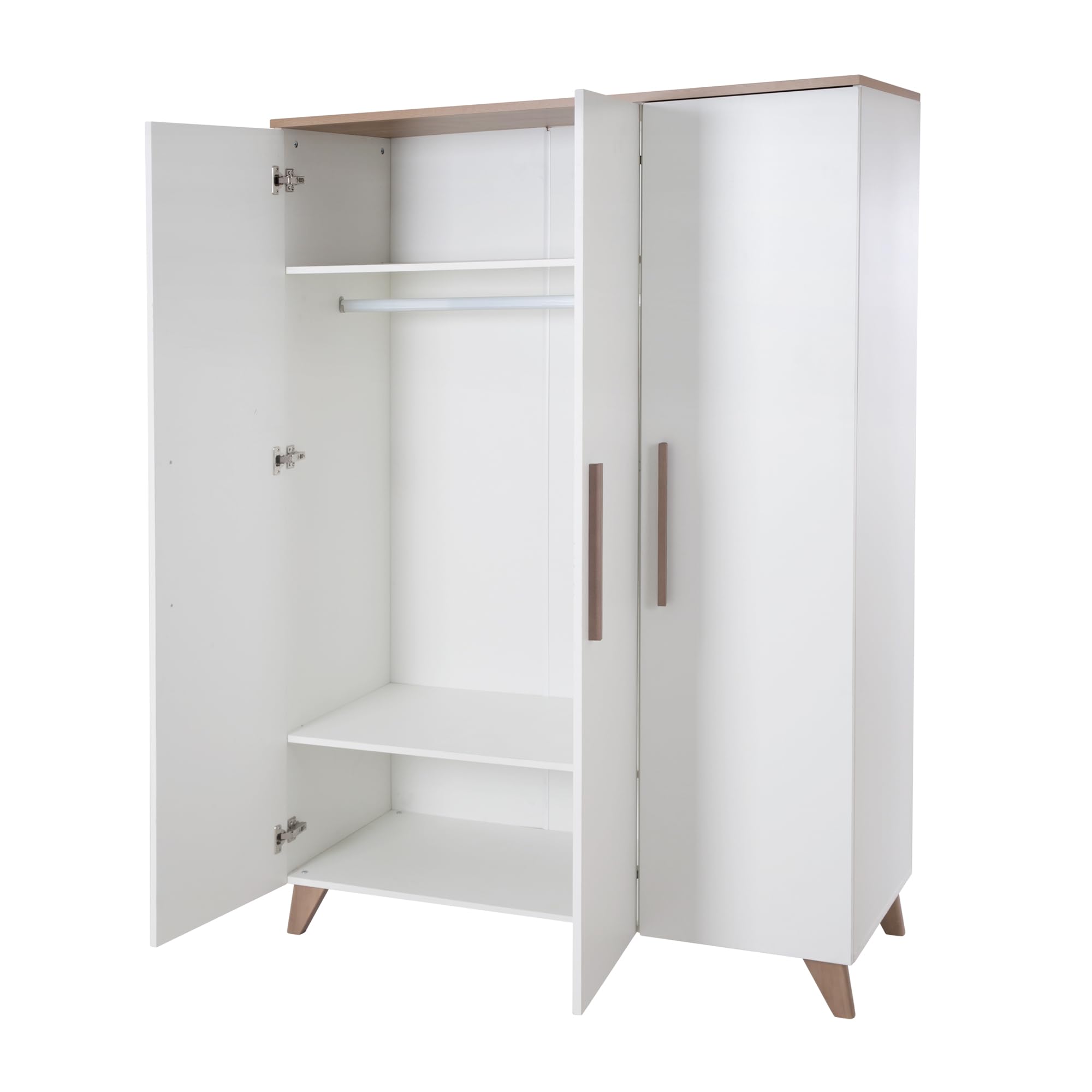roba Set per cameretta bambini 3 pezzi Lettino 70x140 cm convertibile fasciatoio 3 cassetti armadio bambini Maniglie piedi legno massello Bianco rovere scuro