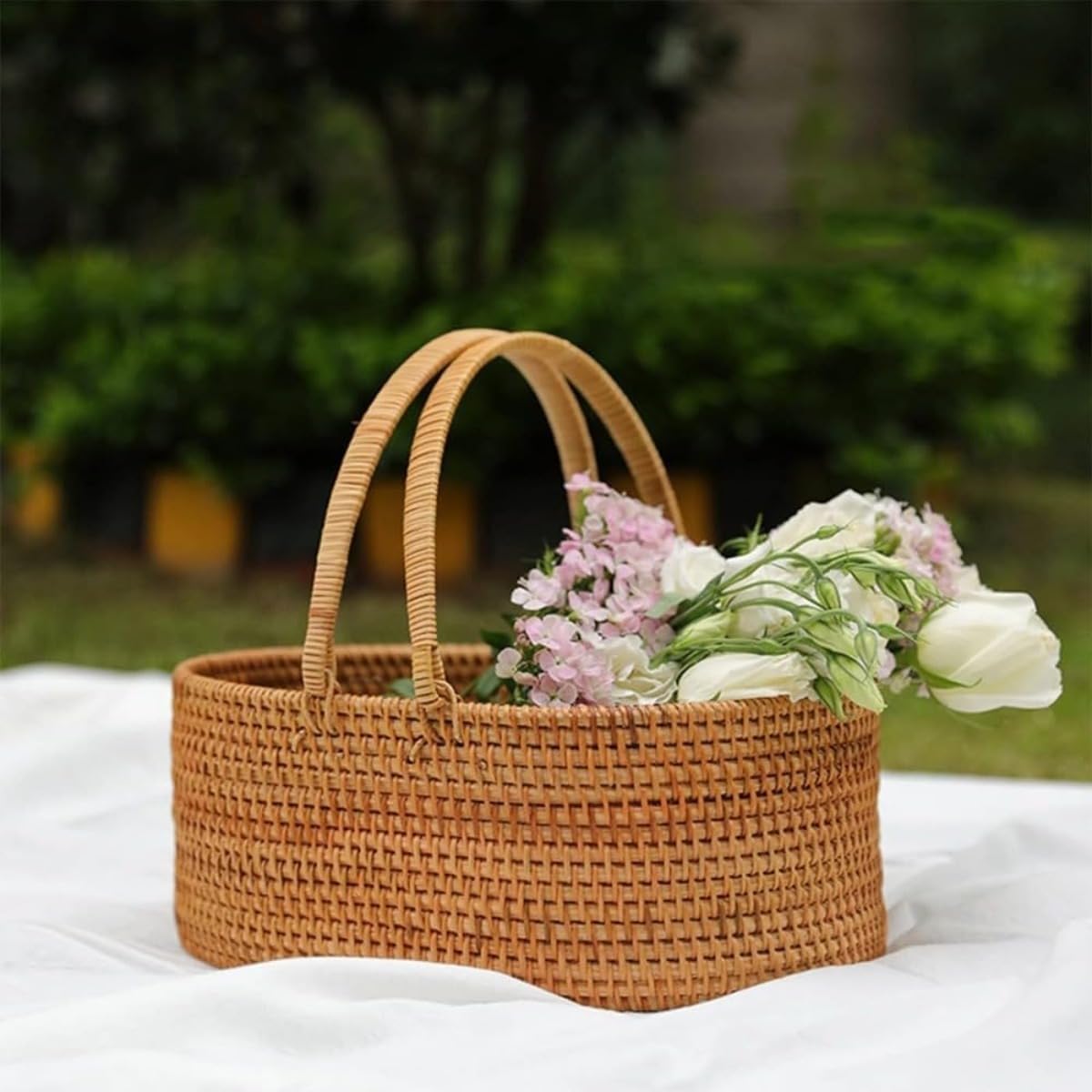 Amazon｜Conutoo 藤かご バスケット ラタン製 ビッグサイズ 大容量