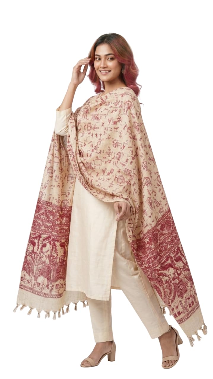 queensider Present Khadi cotton Madhubani print dupatta and body print for woman & girls. Dupatta for Women | 2.5 Meter loom product Cotton Dupatta | Yellow Traditional Ethnic wear dupatta-picture-31