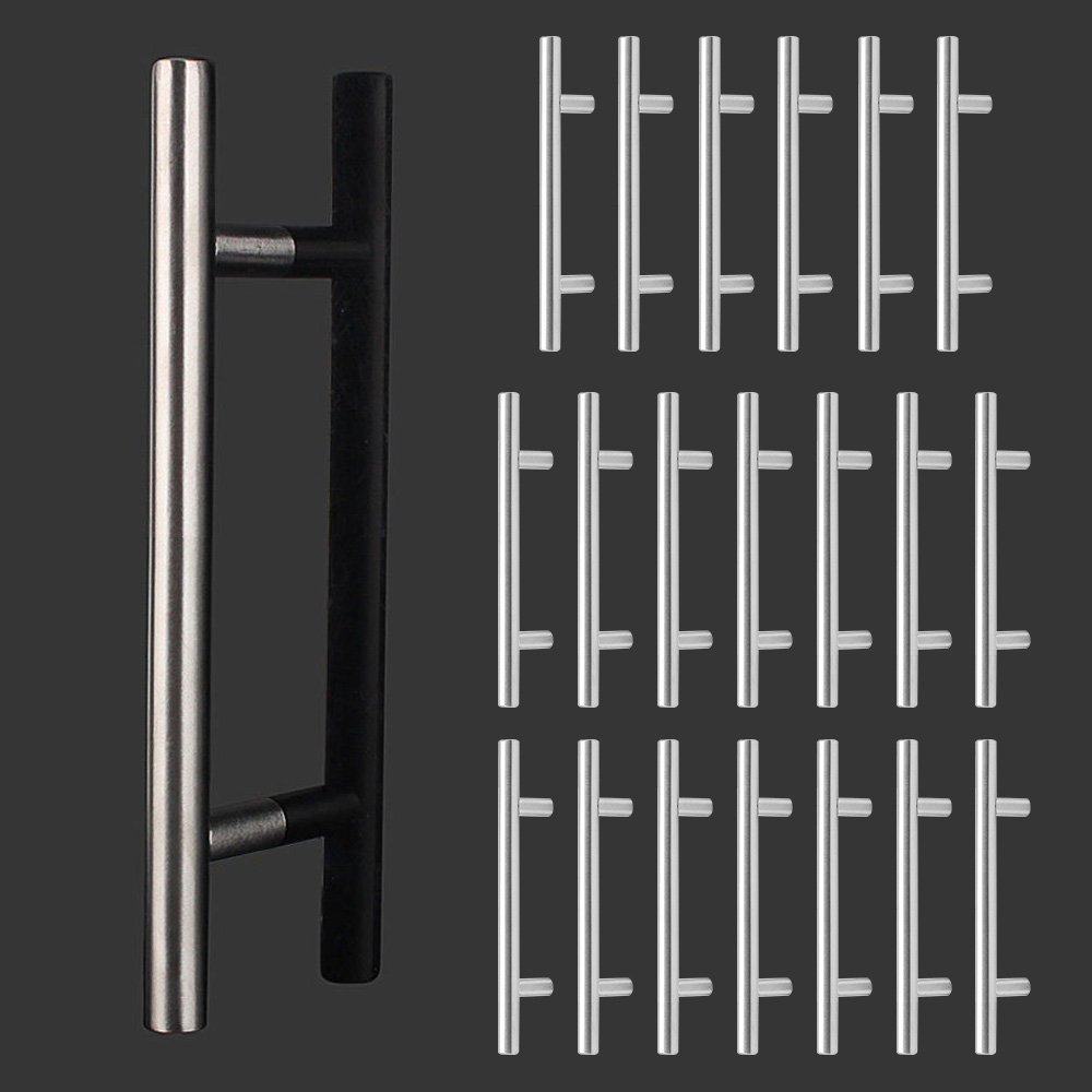 Reelva20 Pcs Satin Nickel Euro Style Bar Handle Pull Knobs - 96mm Hole Centres / 156mm Overall Length