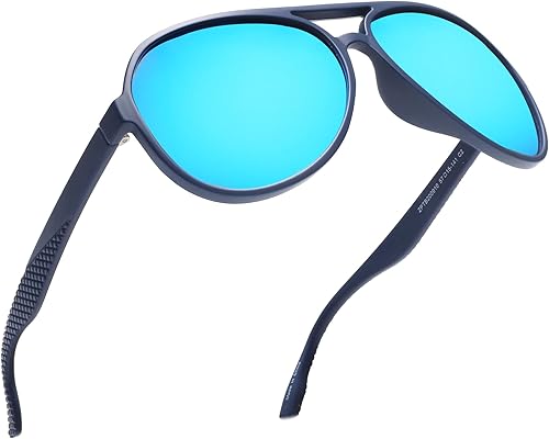 JIM HALO Gafas de sol polarizadas para hombres y mujeres persianas de aviador retro para conducir pescar azul espejo
