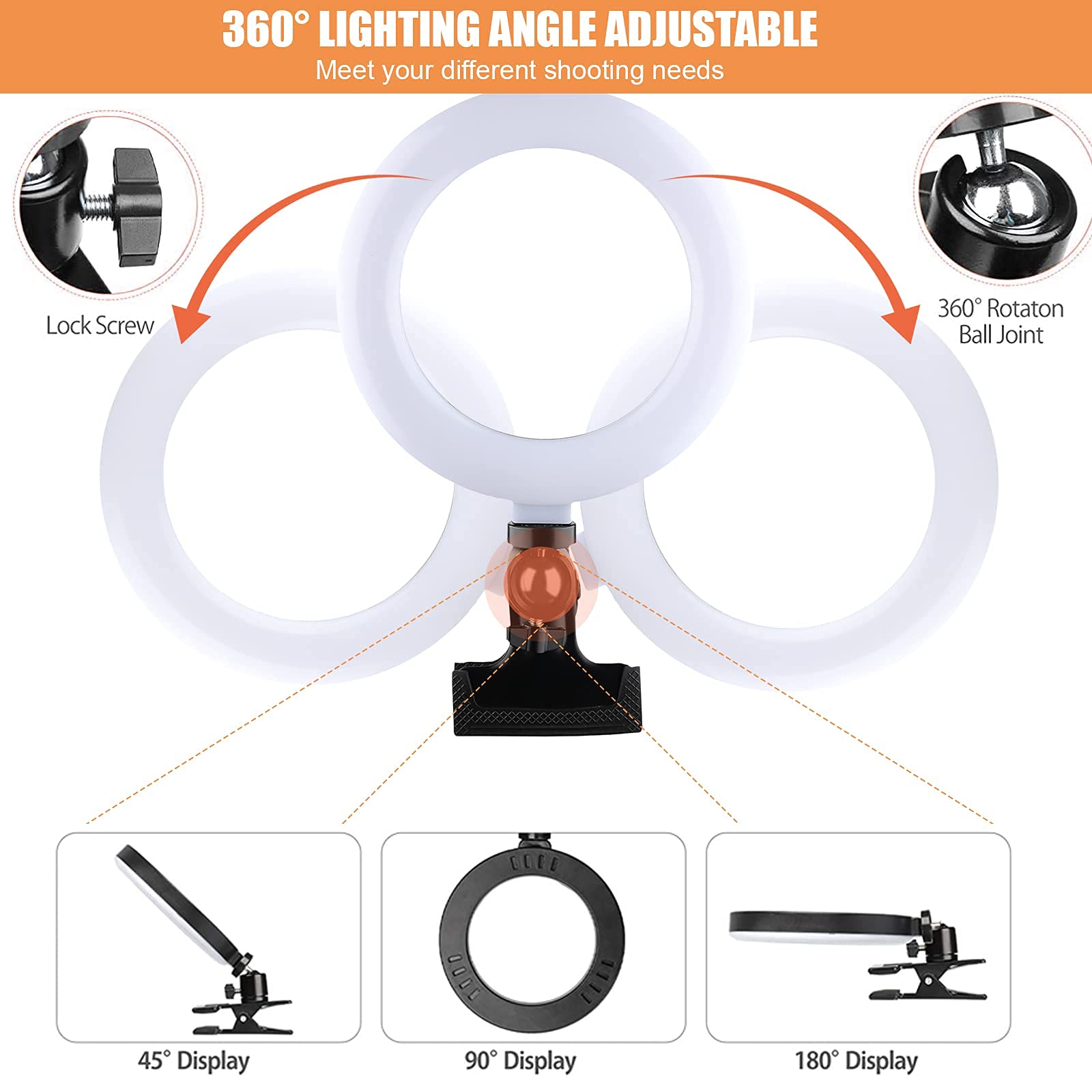 Ringlicht, 6'' Videokonferenz Beleuchtung Licht, Videokonferenz-Beleuchtungsset Zoom Licht, Webcam Licht, Ringlampe mit Clip für Videokonferenzen Video Calls Live-Stream Computer Laptop