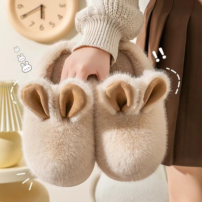 Plush Animal Slippers for Women Men Cute Bunny Indoor Outdoor Slippers Warm Soft Winter slippers3