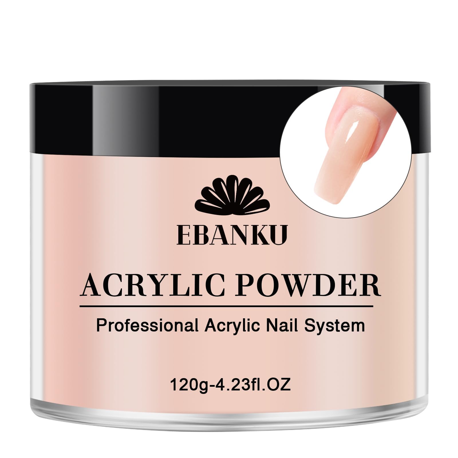EBANKU Acrylic Powder Nude 120g/4.23oz Professional Acrylic Nail Powder for 3D Fingernail Carving & Nail Extensions Manicure, Long Lasting, No Nail