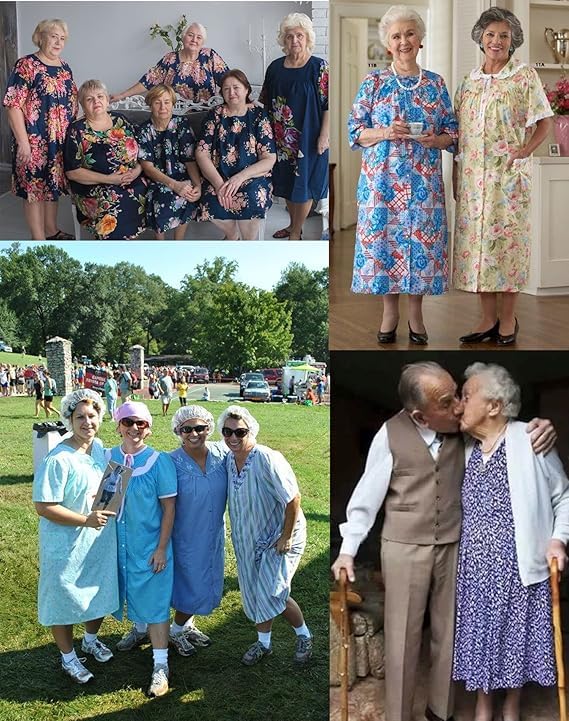 Image of Ekouaer Womens Nightgown Short Sleeve House Dress with Pockets-Floral Print Mumu Dress
