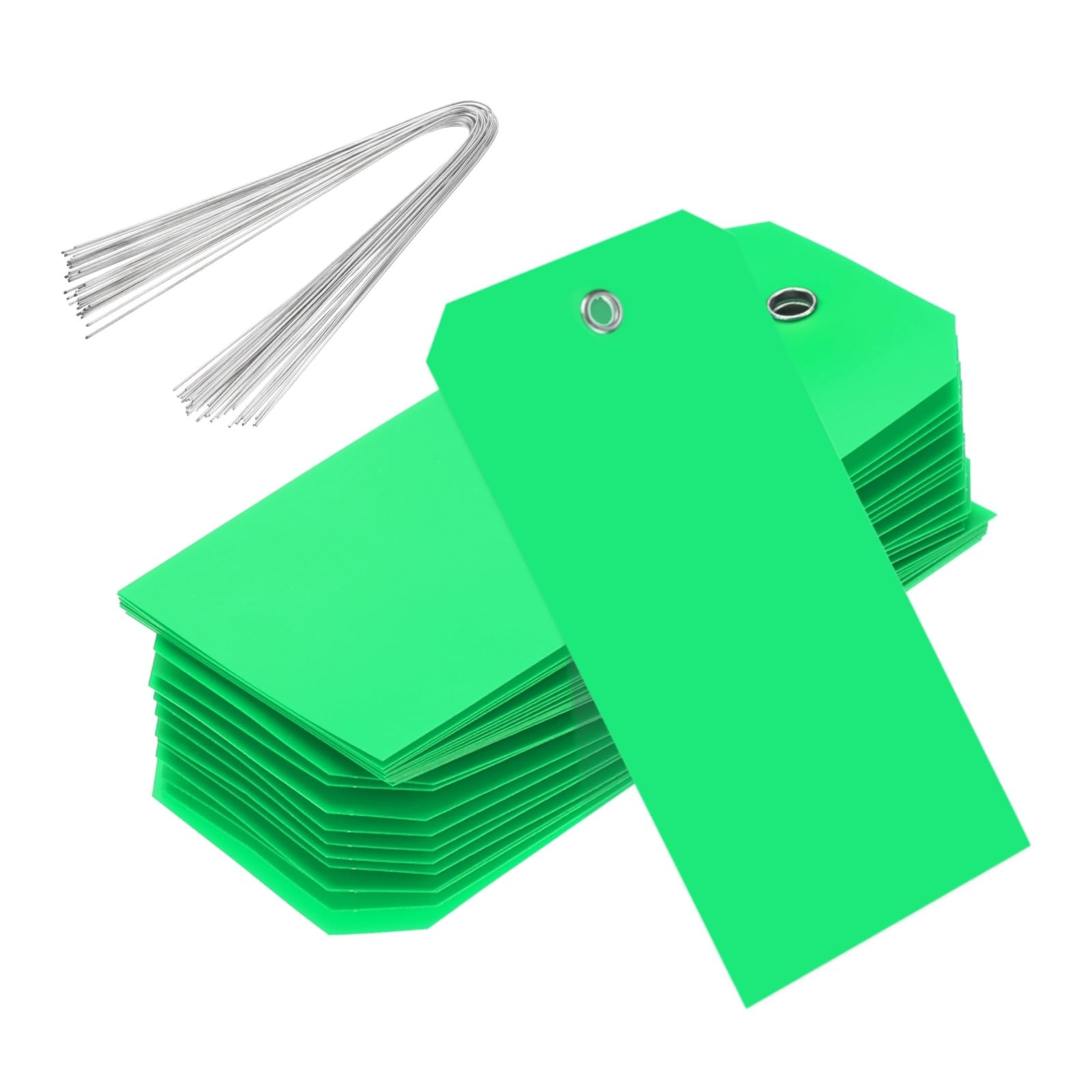 Rebower 1000Pcs Plastic Shipping Tags 4.72x2.36 Inch Green Waterproof Labeling Tags with Wire for Luggage Garage Equipment Inventory Car Parts Name