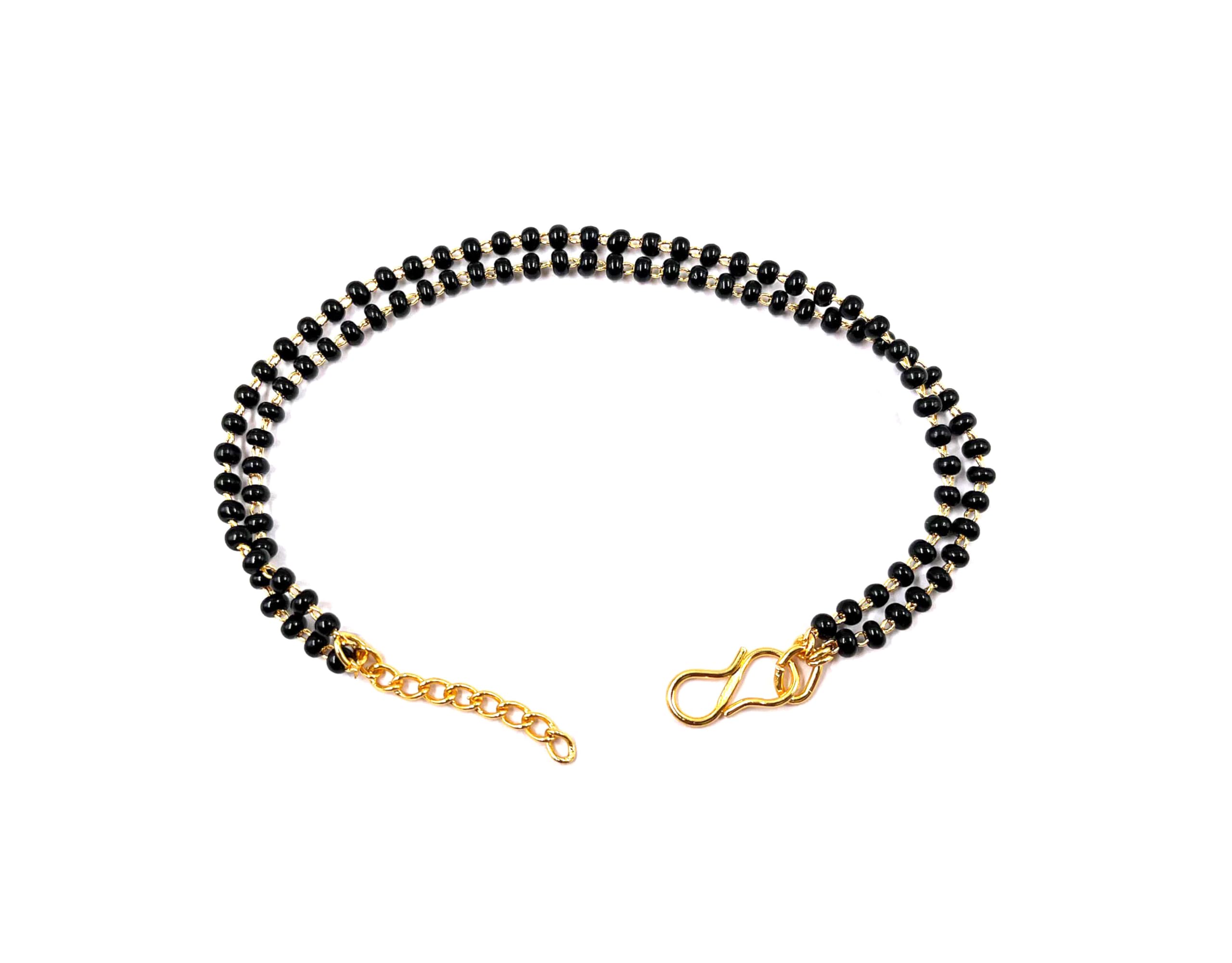 JHB Gold Plated And Black Bead Hand Mangalsutra Bracelet For Women (B0C38R9255) Amazon Price History, Amazon Price Tracker